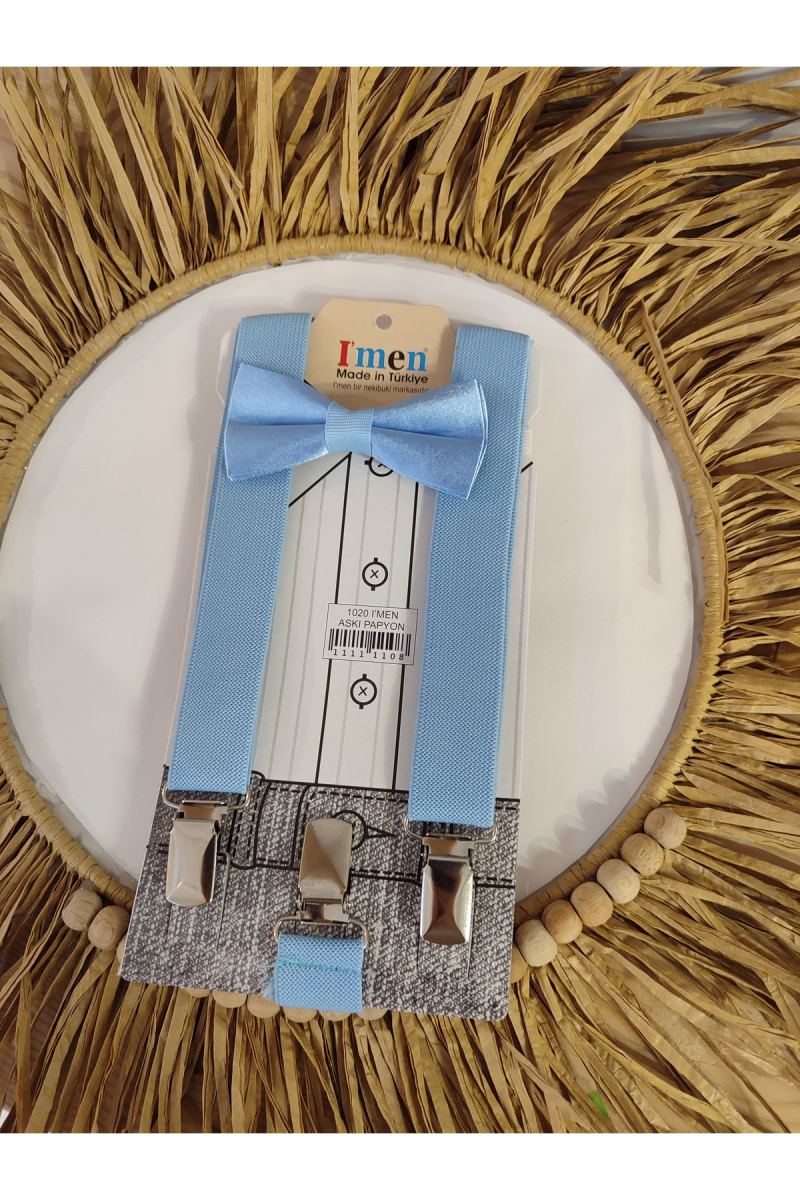Açık Mavi Askı Papyon Seti · görsel 3