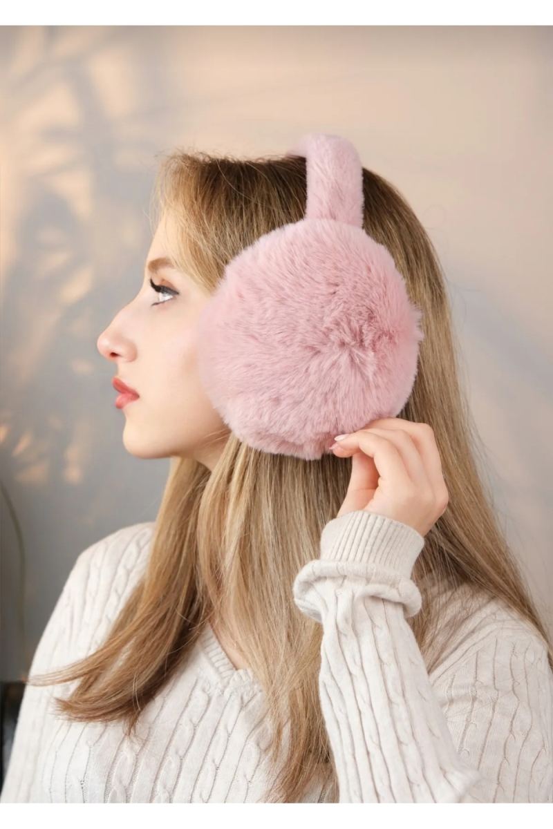 Kadın Pembe Tüylü Peluş Kulaklık · görsel 2