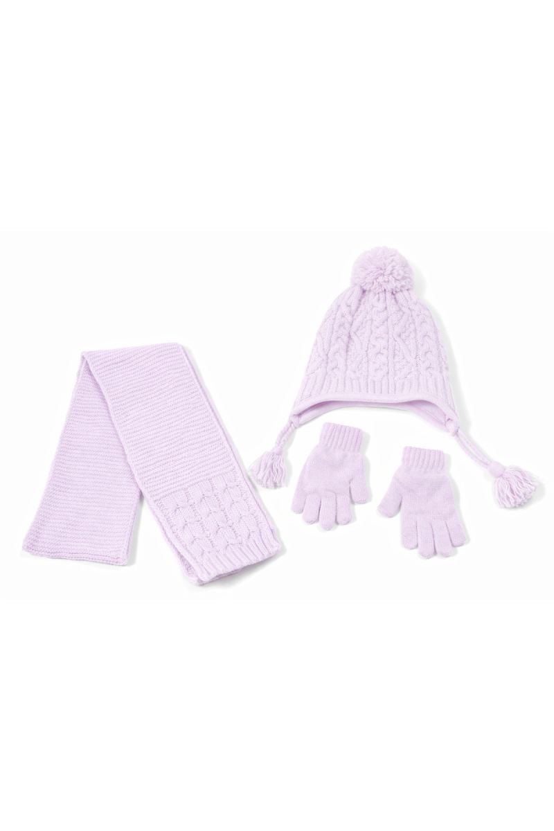 Lila 1-4 içi polarlı atkı bere eldiven seti · görsel 2