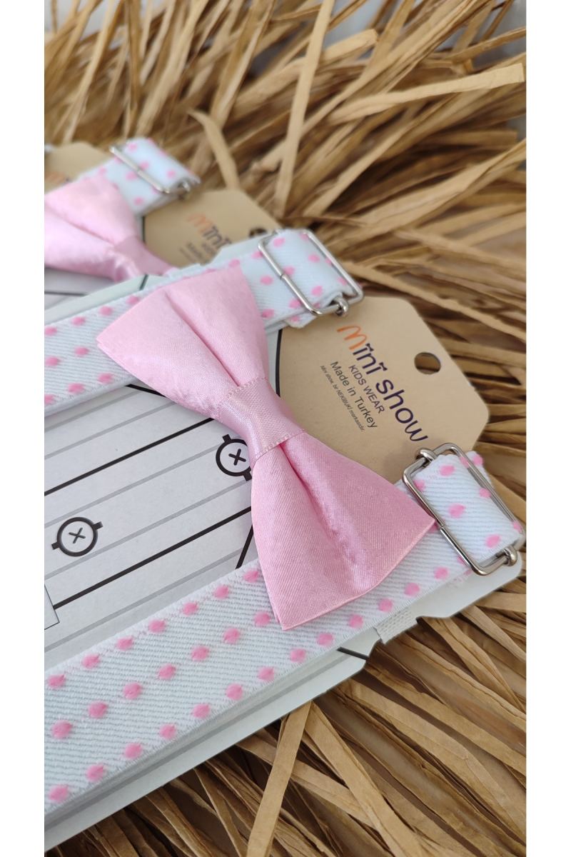 Pembe Puantiyeli 5 Adet Papyon Askı Seti · görsel 3